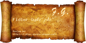 Fidler Győző névjegykártya